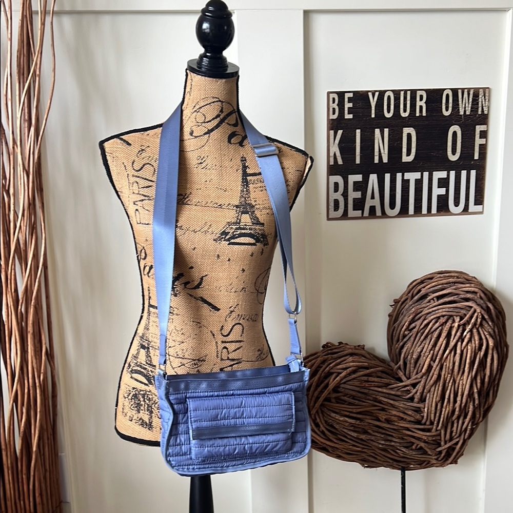 Blue Quilted Crossbody Bag